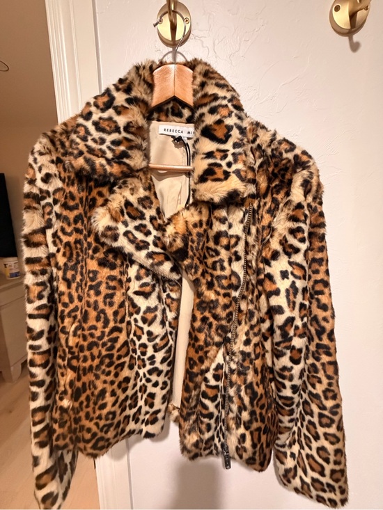 Rebecca Minkoff Jackets & Blazers - Rebecca Minkoff S Hudson Faux Fur Moto Jacket Leopard Print